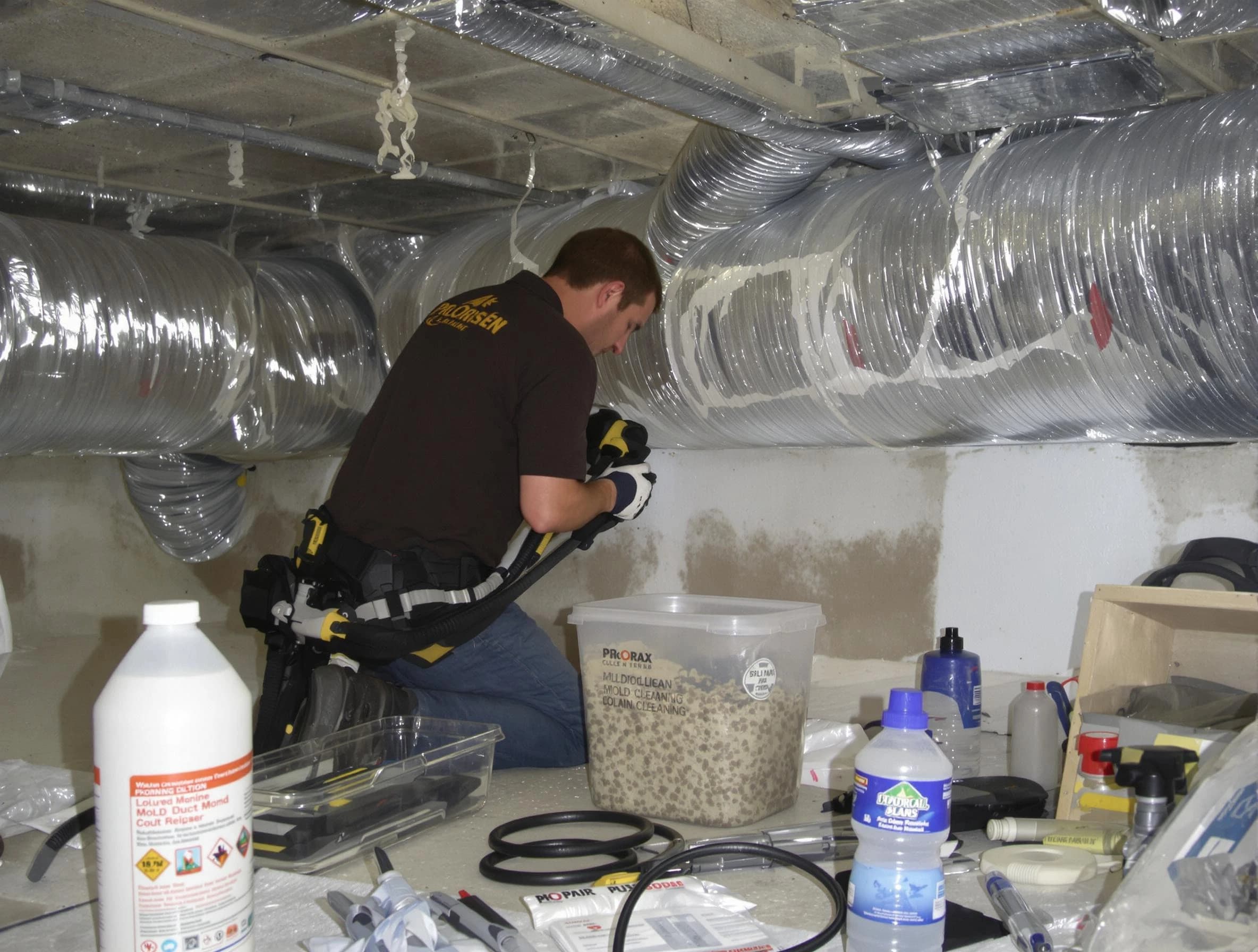 Littleton Air Duct Cleaning specialist performing professional mold removal from air ducts in Littleton
