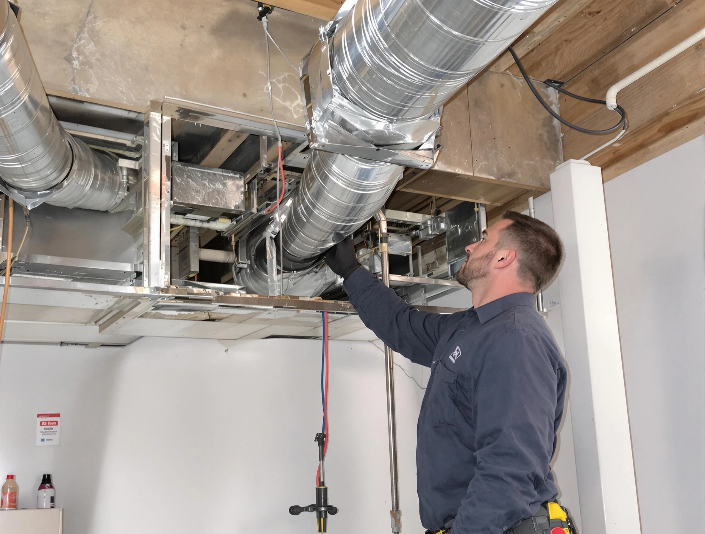 Littleton Air Duct Cleaning technician performing professional air duct repair using specialized tools in Littleton