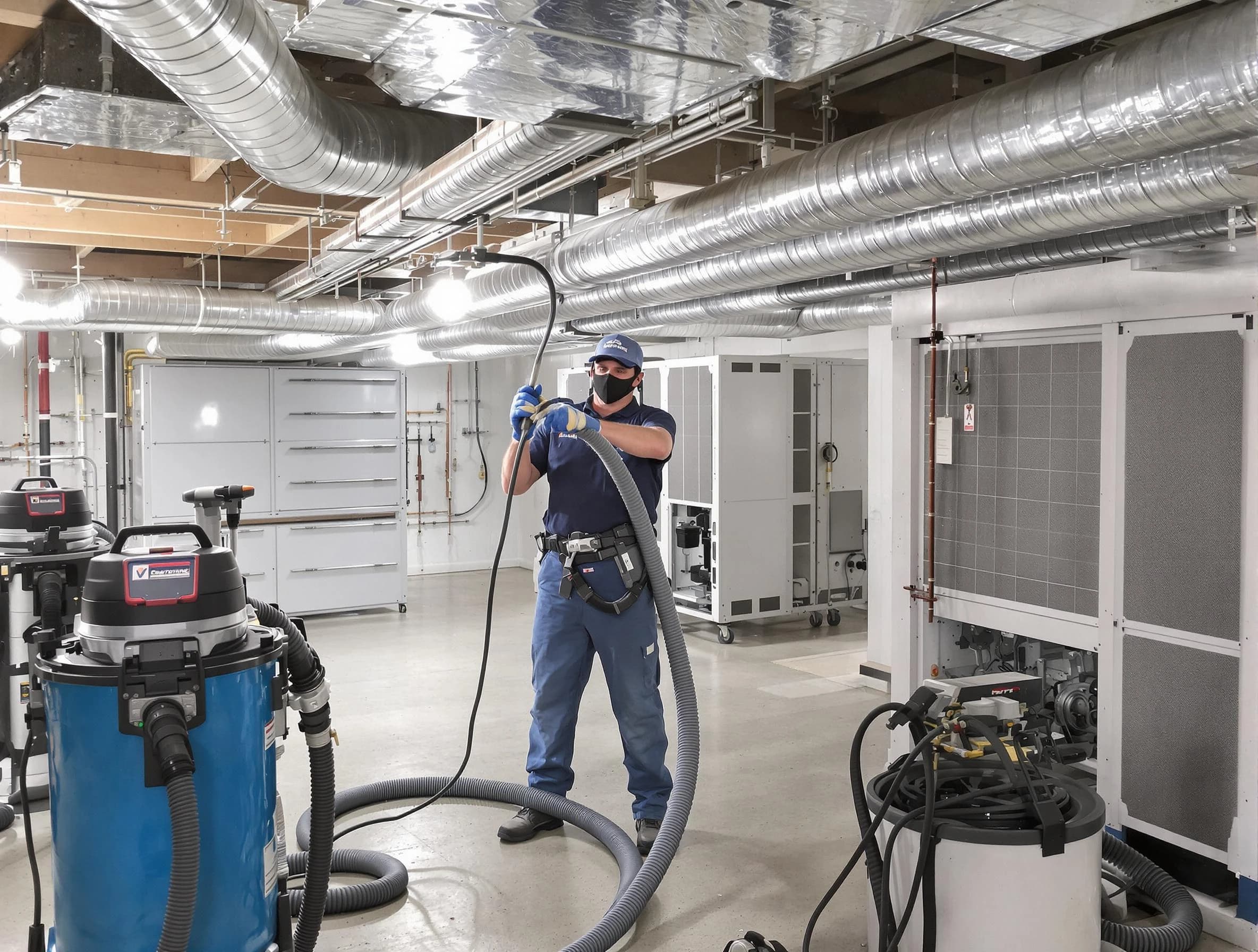 Littleton Air Duct Cleaning specialist performing thorough central air duct cleaning for improved system efficiency in Littleton