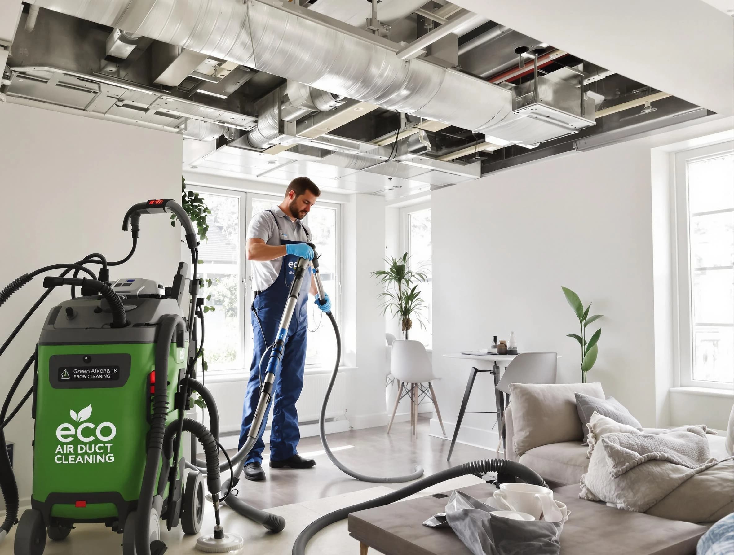 Littleton Air Duct Cleaning technician performing eco-friendly duct cleaning using sustainable methods in Littleton
