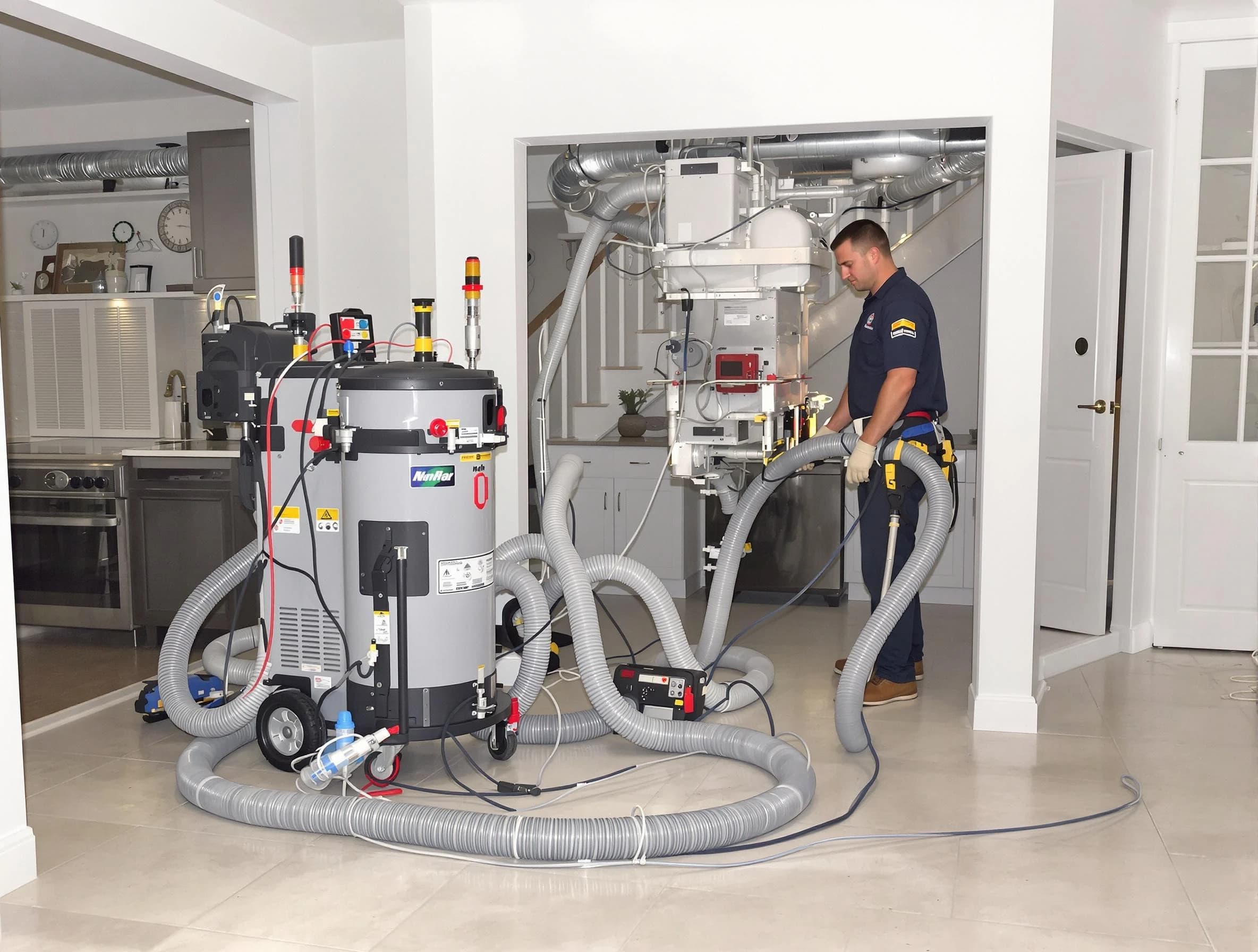 Littleton Air Duct Cleaning technician operating negative pressure cleaning equipment for thorough duct maintenance in Littleton