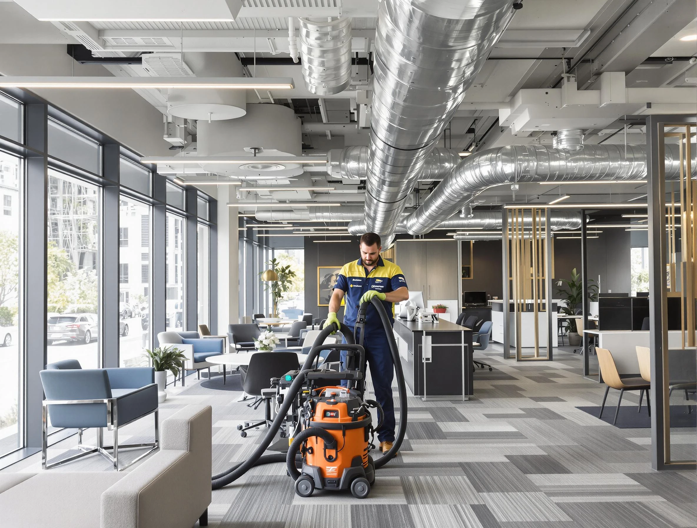 Littleton Air Duct Cleaning team performing thorough commercial duct cleaning at a Littleton business center